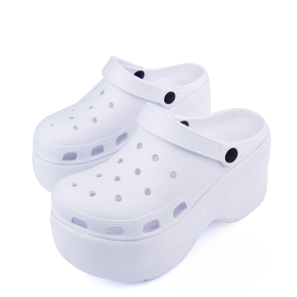NEW🔥 Unisex White Slip-On Platform Slide Sandal Clogs Wedge High Heel Slingback - Picture 6 of 6